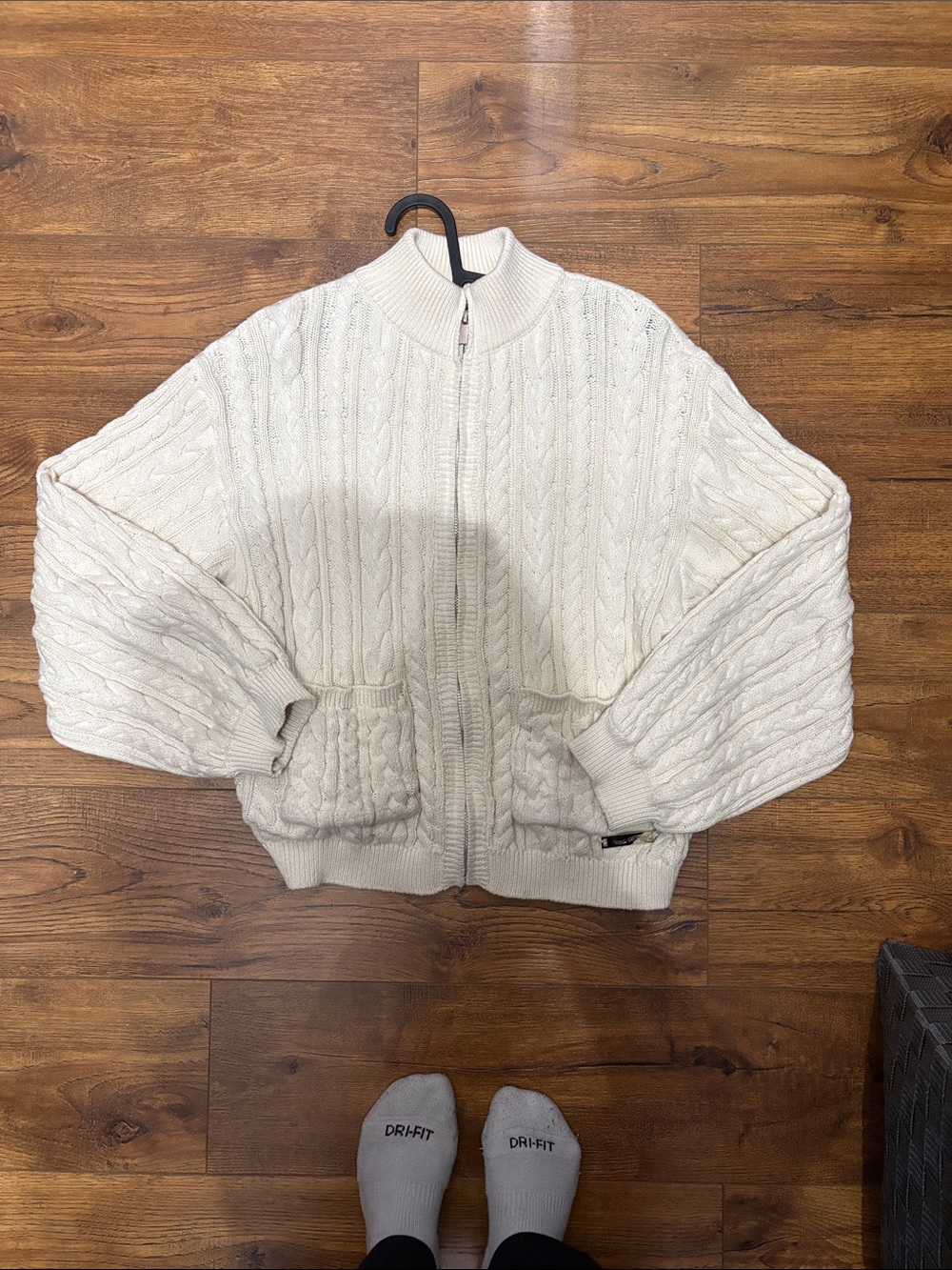 Cozy Cream Cable-Knit Teddy Jacket with Zip